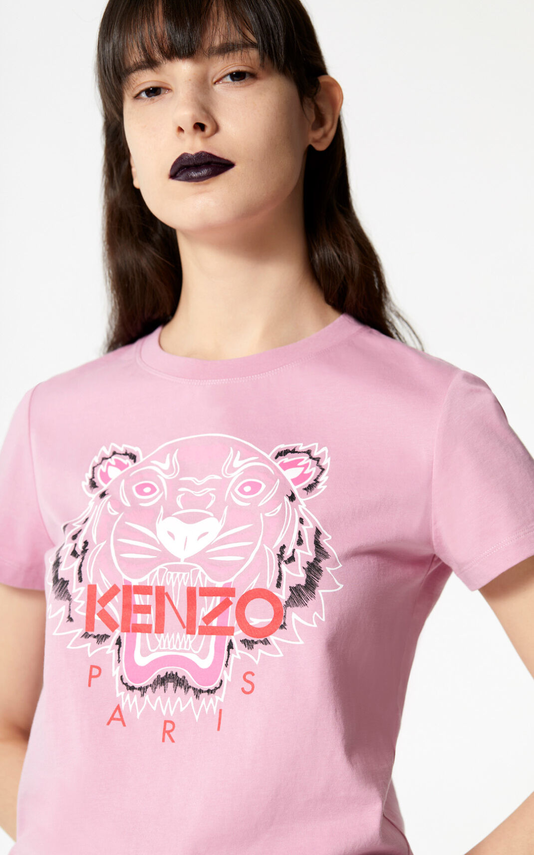 T Shirt Kenzo Bleached Tiger Femme Rose | CVDT-17094